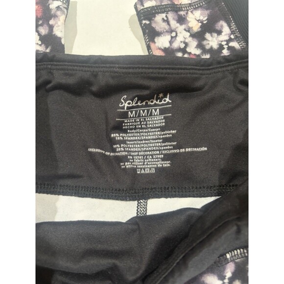 Splendid Floral Leggings Women’s Size Medium Black White Stretch Yoga Pants - Picture 7 of 7
